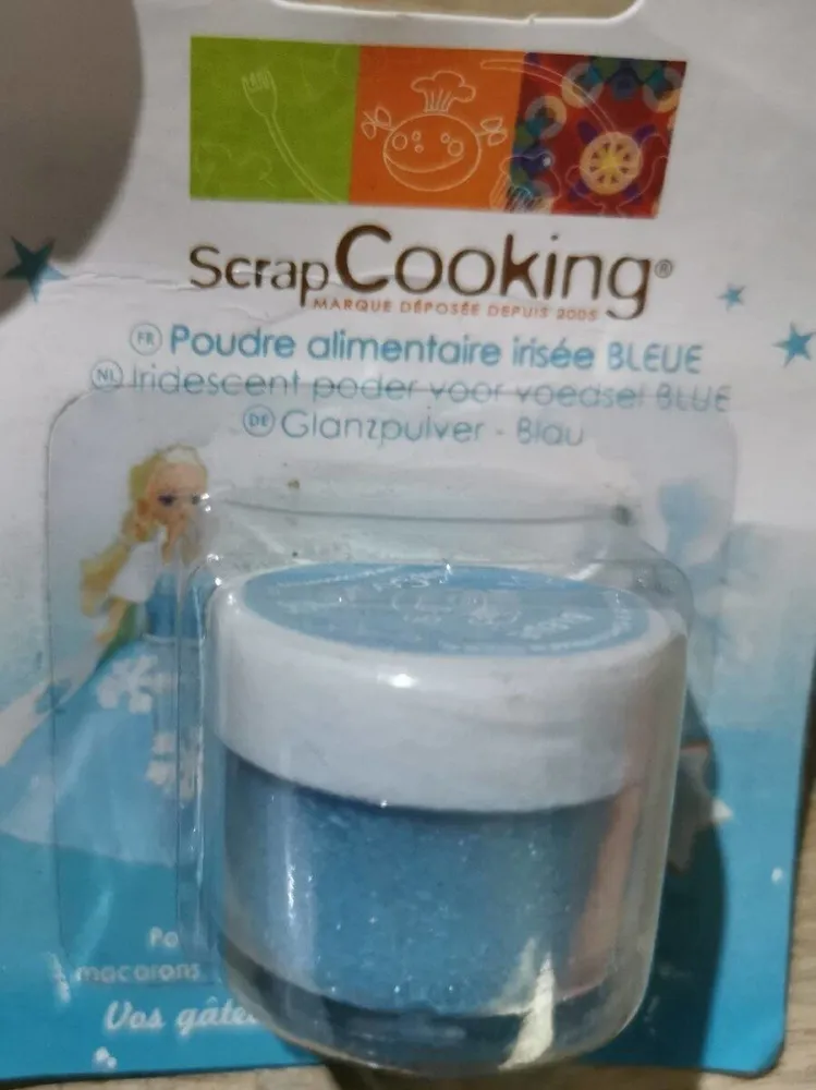 Poudre alimentaire irisée bleue