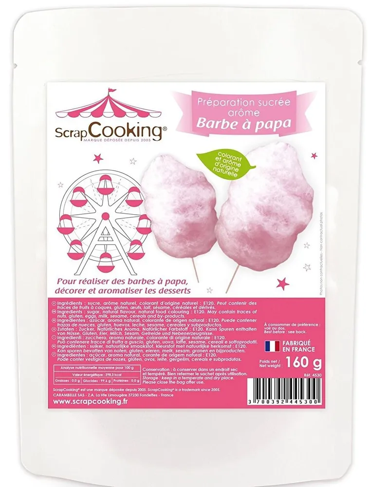 Préparation sucrée Barbe à papa rose