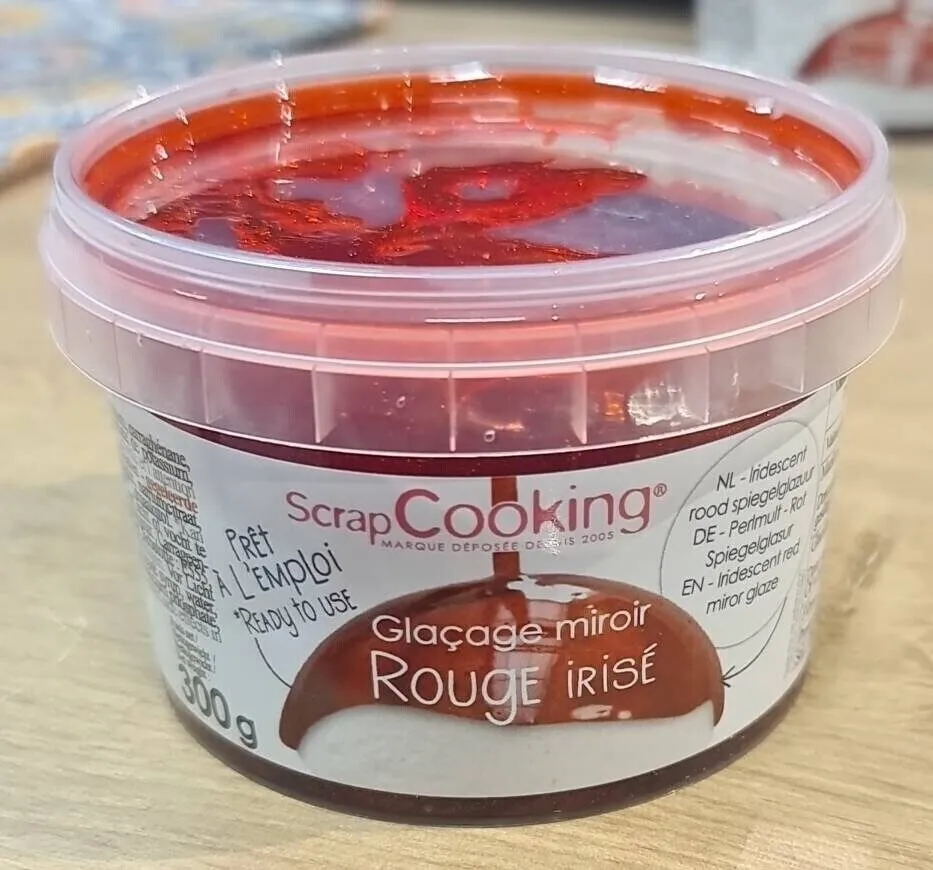 Glaçage miroir rouge pailleté prêt à l'emploi (300g)