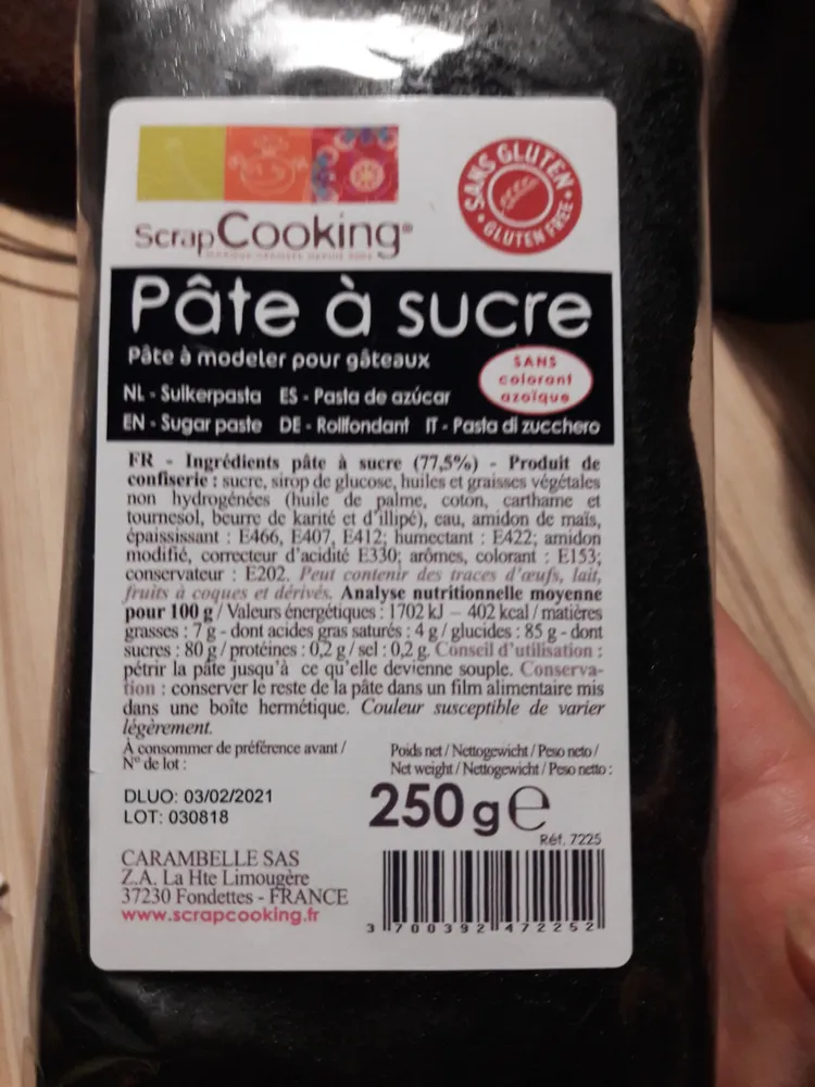 Pâte à Sucre Arôme Vanille 250 G Noire - Scrapcooking
