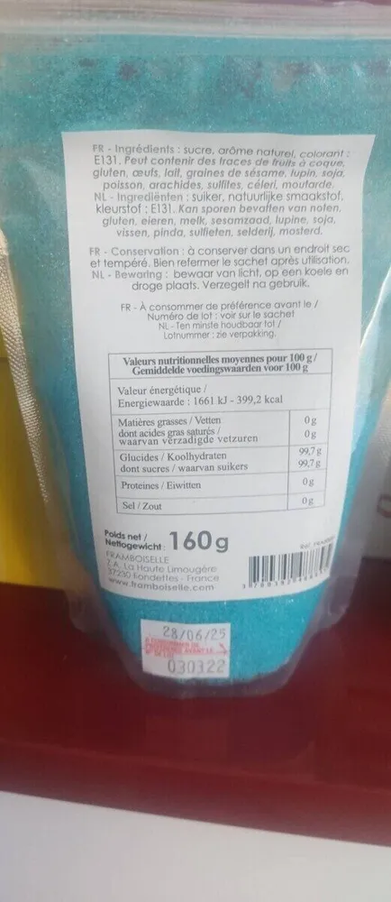 Preparation sucrée pour barbe à papa