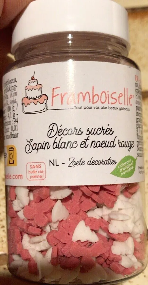 Decors sucrés sapin blanc et noeud rouge