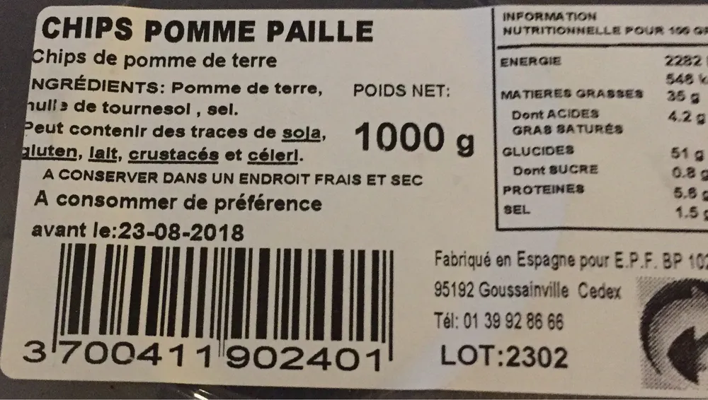 Chips pomme paille