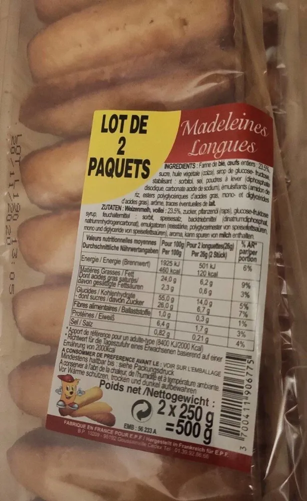 Madeleines Longues