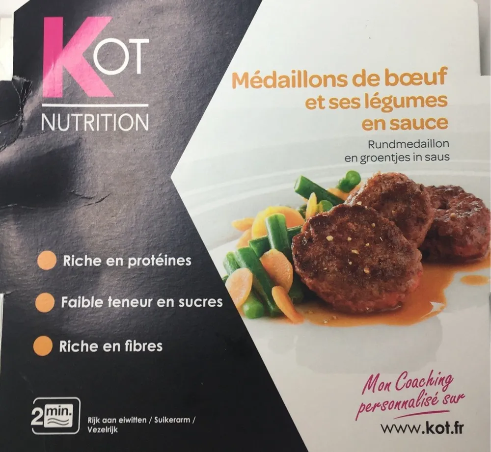 Médaillons de boeuf et legumes en sauce
