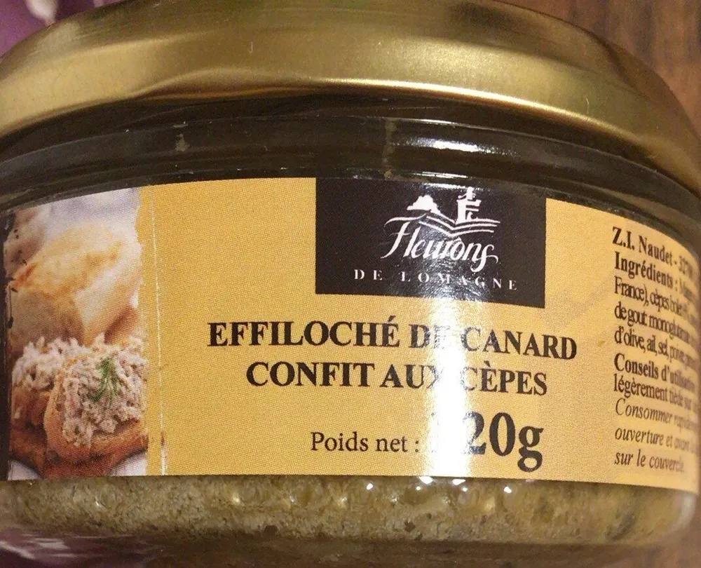 Effiloché de canard confit aux cèpes