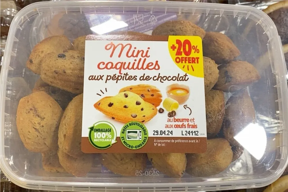 Mini coquilles au beurre et aux pépites de chocolat