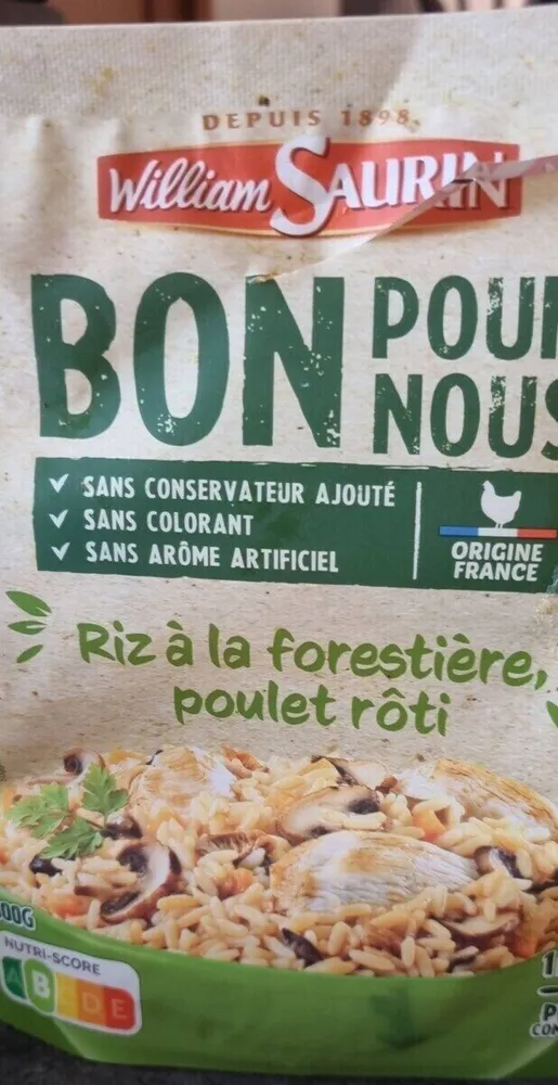 Riz à la forestière,  poulet rôti