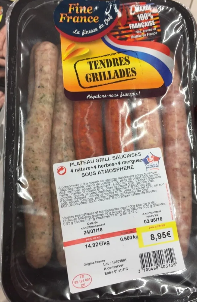Plateau grill saucisses