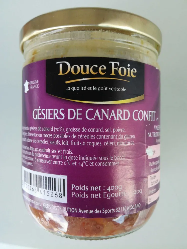 Gésiers de canard confit