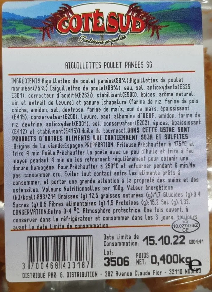 Aiguillettes poulet panees