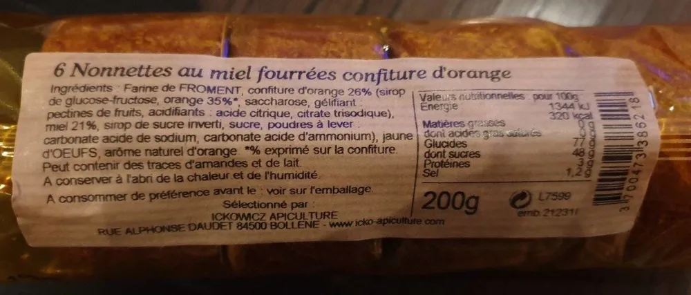 Nonnettes au miel fourrées d'orange