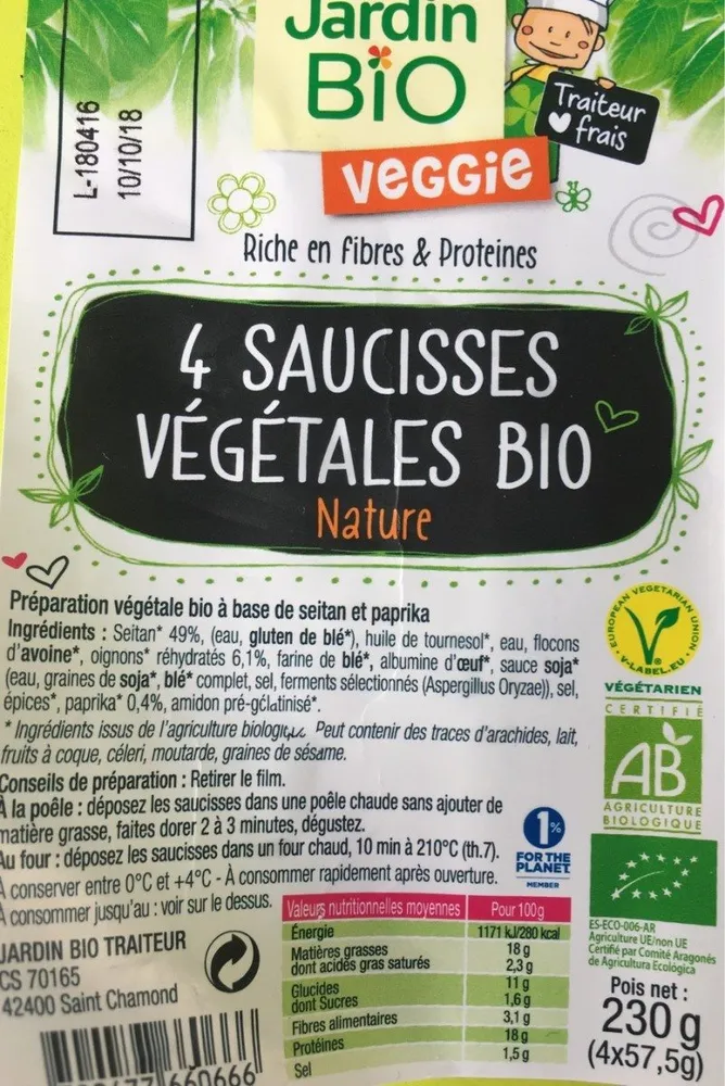 saucisses vegetales bio nature