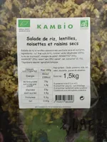 Salade de riz , lentilles , noisette et raisins secs