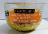 Taboulé aux légumes du soleil poulet rôti fruits secs et cumin