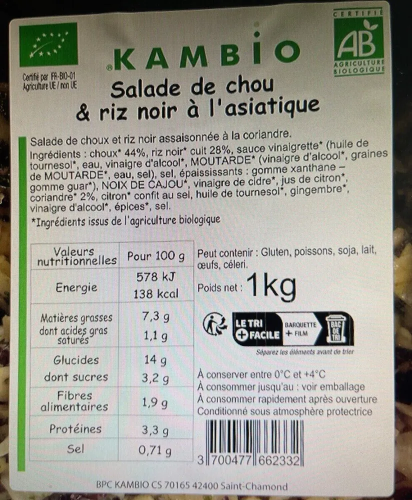 Salade de chou & riz noir à l’asiatique
