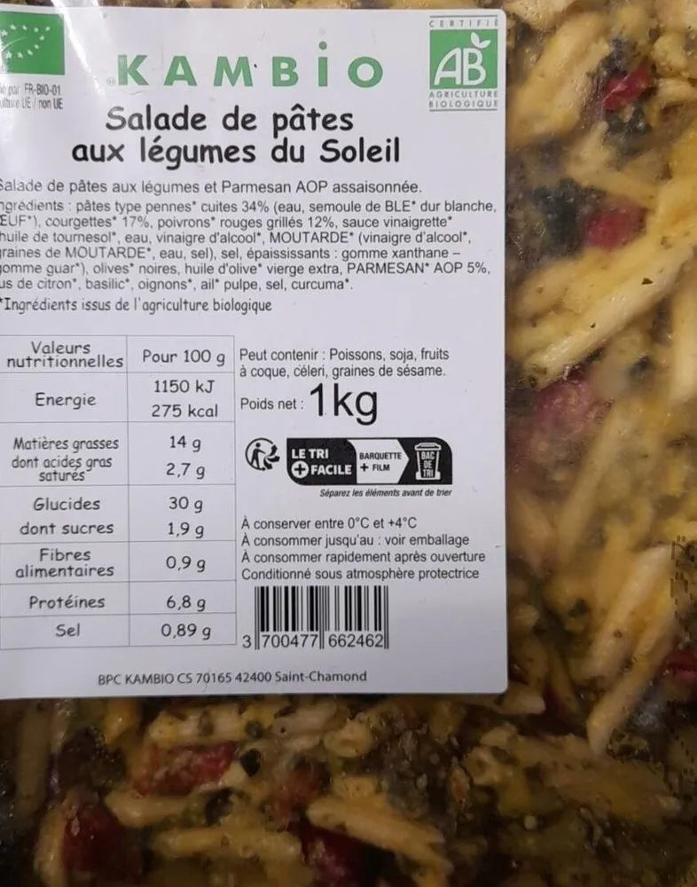 Salade de pâtes aux légumes du soleil