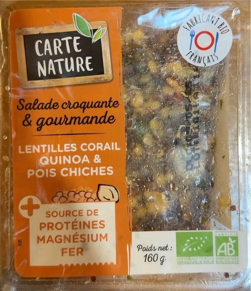 Salade croquante & gourmande LENTILLES CORAIL QUINOA & POIS CHICHES