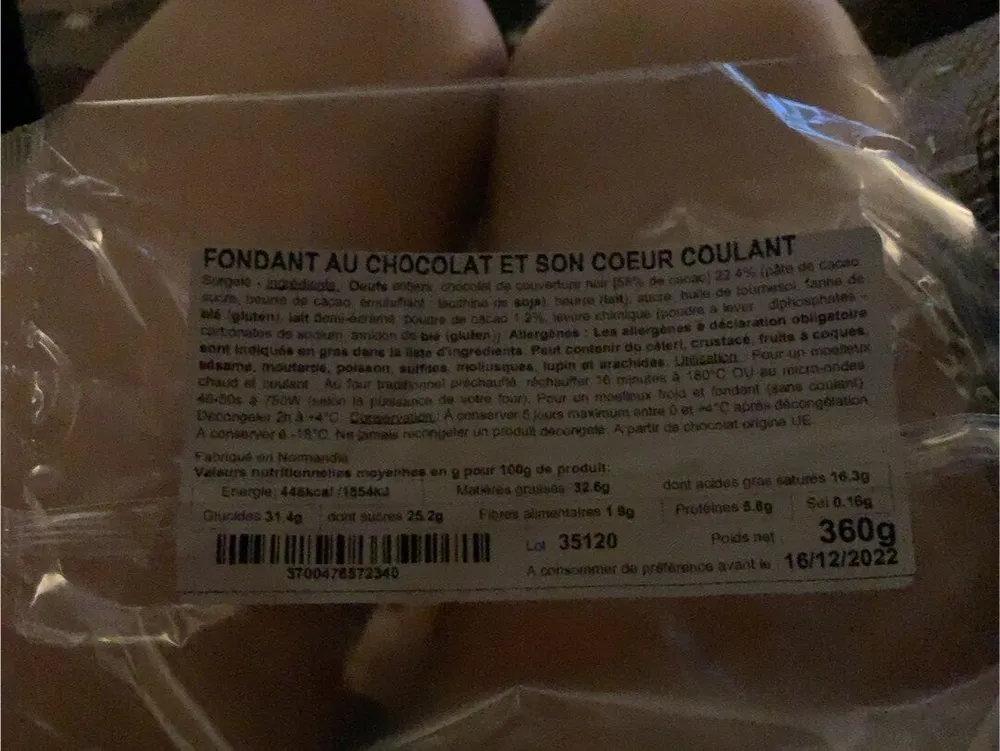 Gondant au chocolat et son coeur coulant