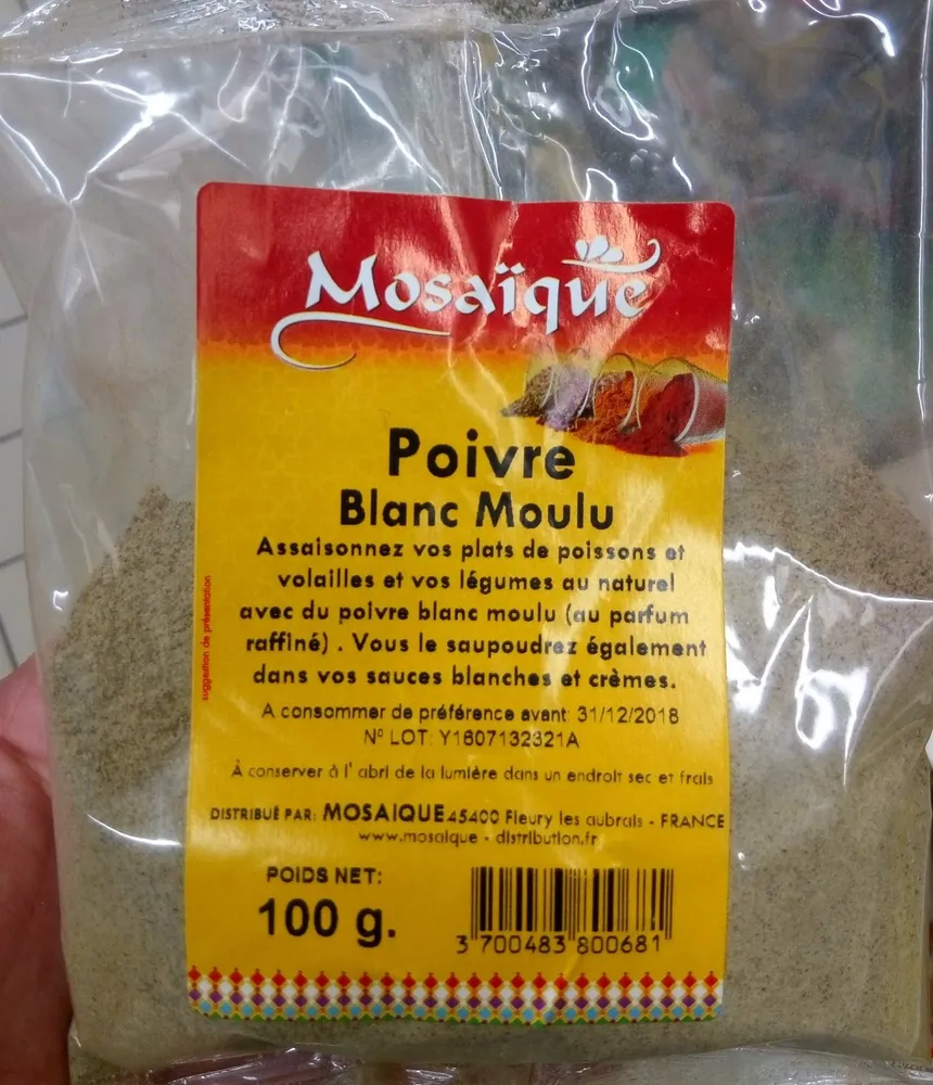Poivre blanc moulu