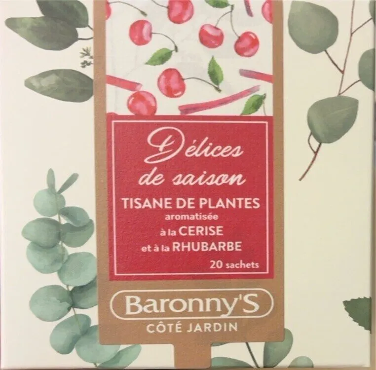 Tisane de plantes aromatisée a la cerise et a la rhubarbe