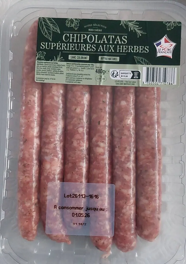 Chipolatas supérieures aux herbes