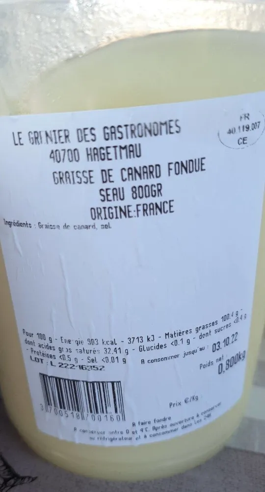 Graisse de canard fondu