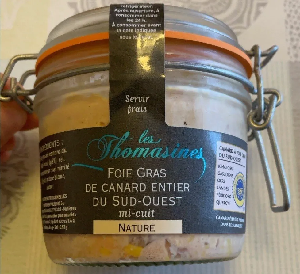 Foie gras de canard entier du Sud Ouest mi-cuit nature