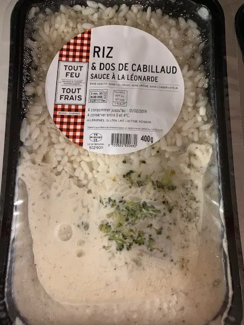 Riz et dos de cabillaud sauce a la léonarde