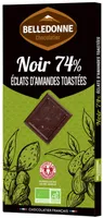 Tablette chocolat noir 74% éclats d'amandes toastées