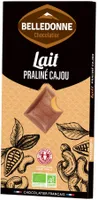 Tablette chocolat lait praliné cajou