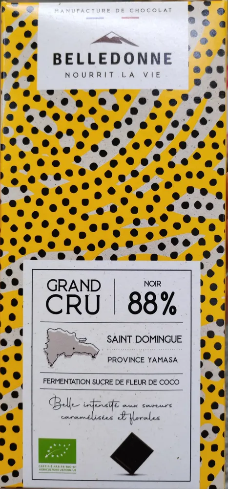 Tablette noir 88% St-Domingue Grand Cru au sucre de coco