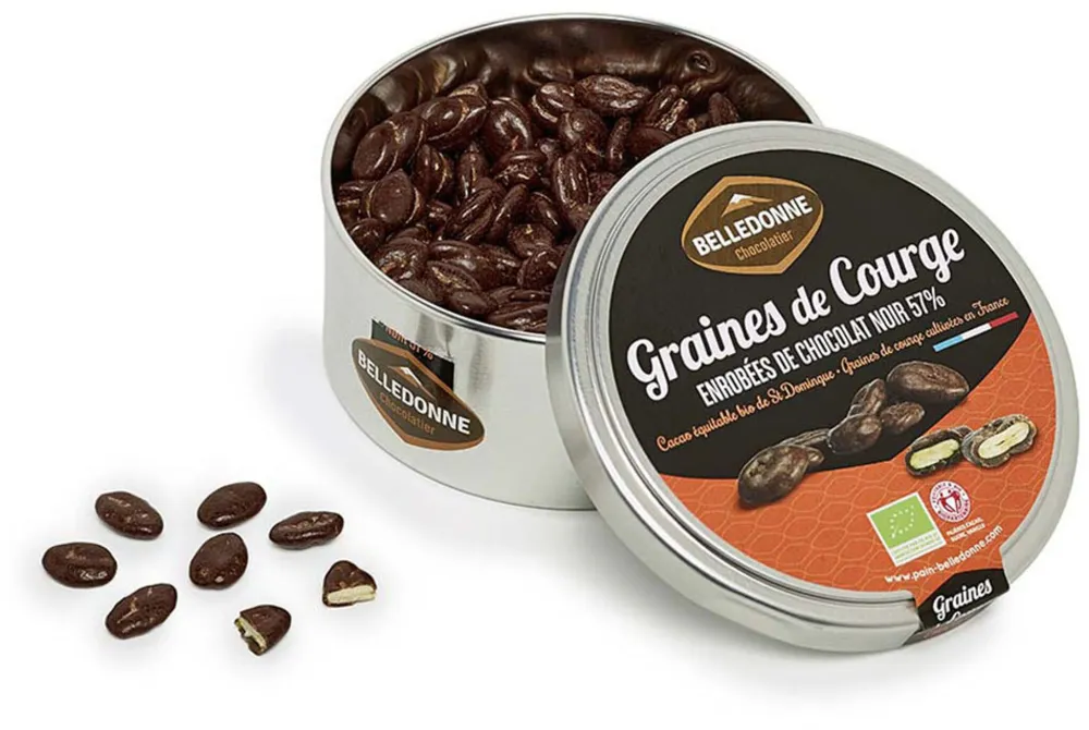 Graines de courge chocolat noir 57% boîte