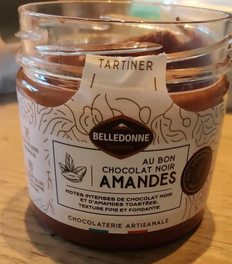 Pate à tartiner chocolat noir amandes