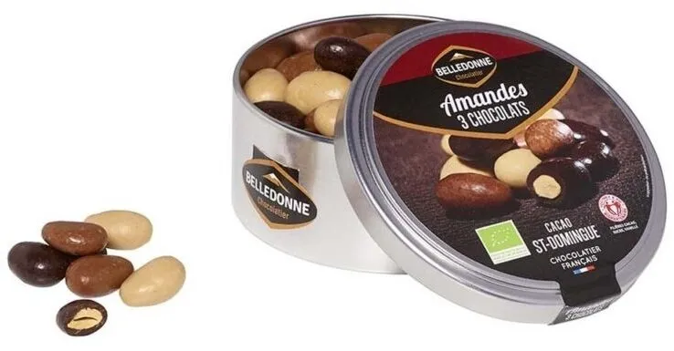 Boîte métal amandes 3 chocolats