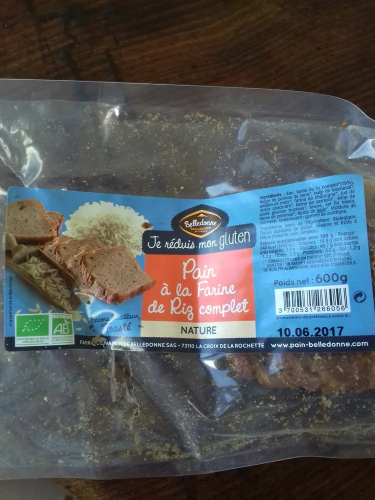 Pain à la farine de riz complet nature