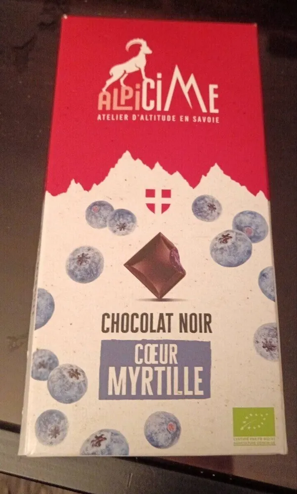 Chocolat noir coeur myrtille