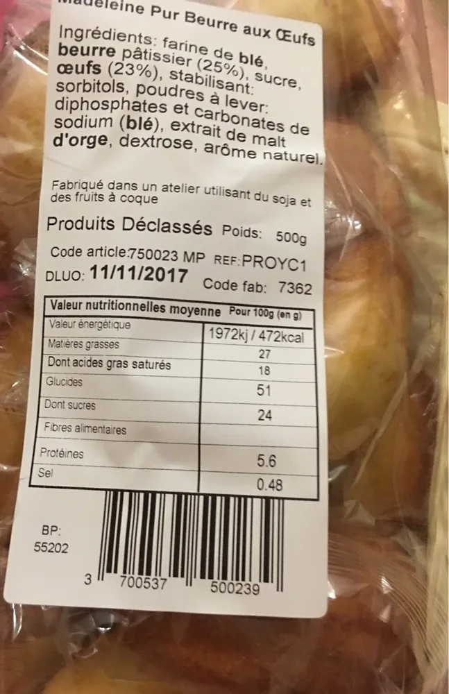 Madeleines Pur Beurre aux Œufs