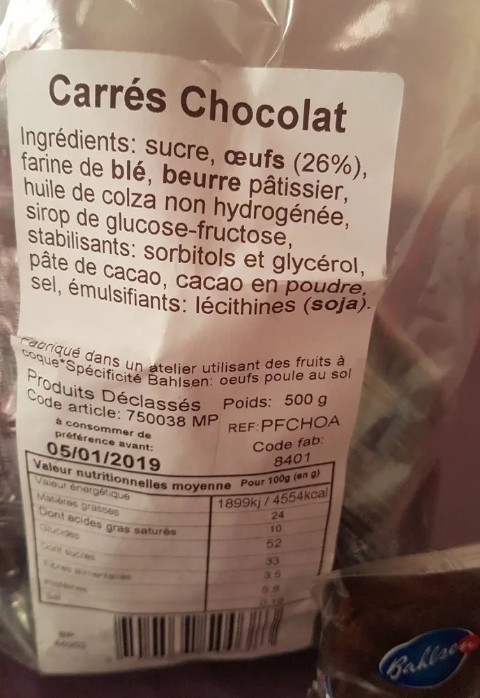 Carres chocolat