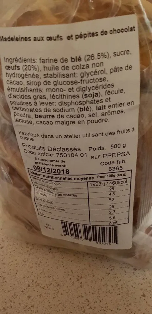 Madeleines pépites de chocolat