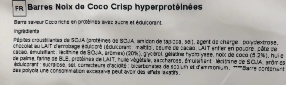 Barre Noix de Coco Crisp Hyperproteinées