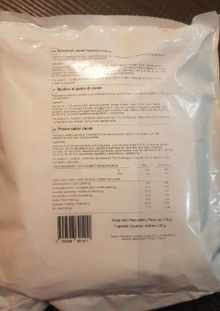 Entremet cacao hyperproteine