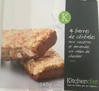 Barre de Céréales aux Noisettes, Amandes sur Talon de chocolat noir