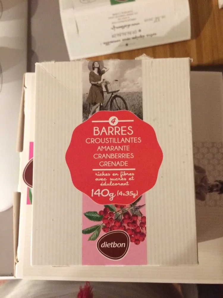 Barres croustillantes Amarante cranberries grenade