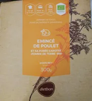 Emincé de poulet, purée Pomme de terre-Carottes BIO