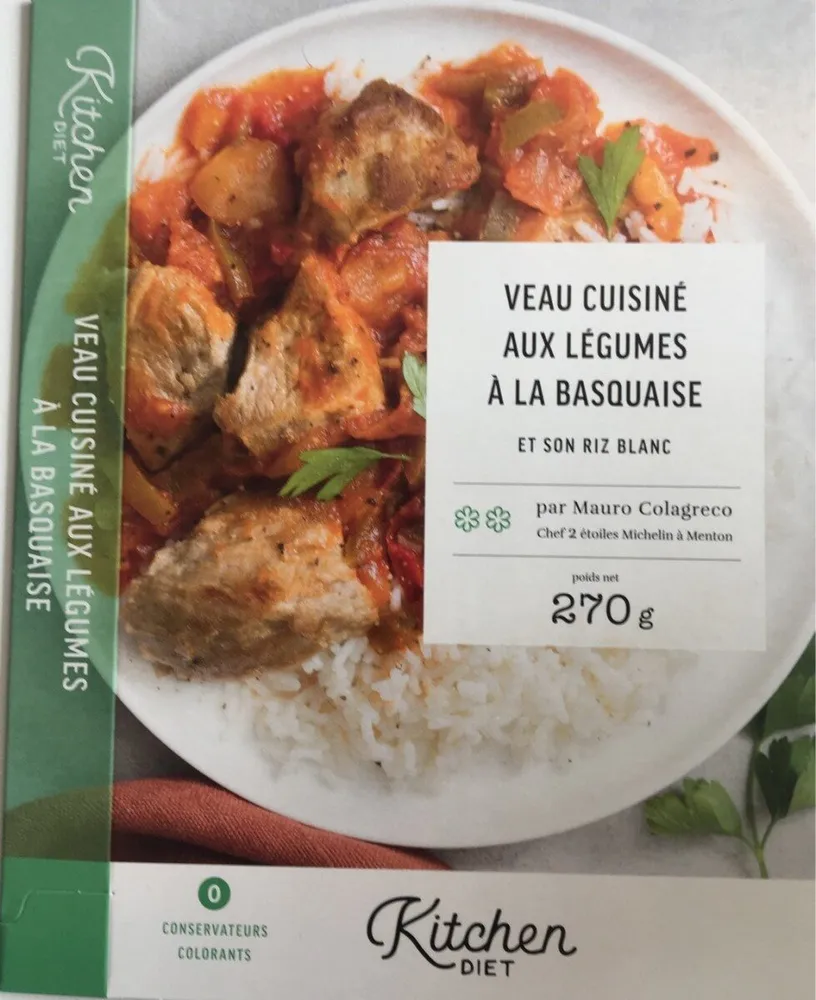 Veau cuisiné aux légumes à la basquaise et son riz blanc