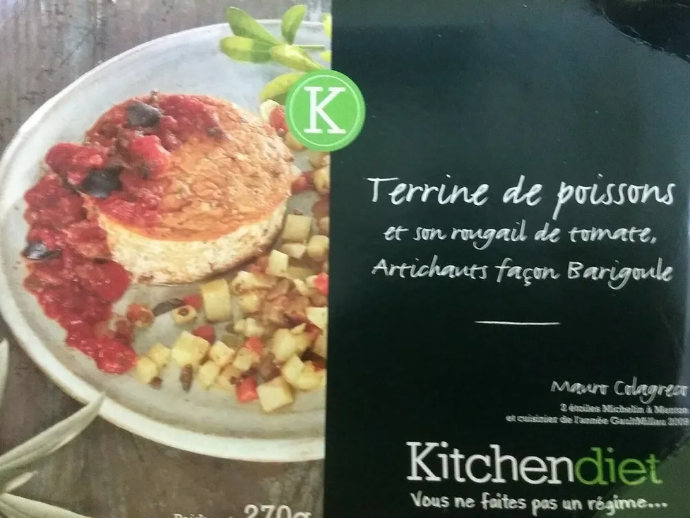 Terrine de poissons et son rougail de tomate, artichauts façon Barigoule