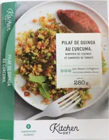 Pilaf de quinoa au curcuma, mirepoix de légumes et compotée de tomate
