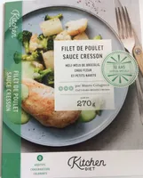 Filet de poulet sauce cresson, méli-mélo de brocolis, chou fleur et petits navets