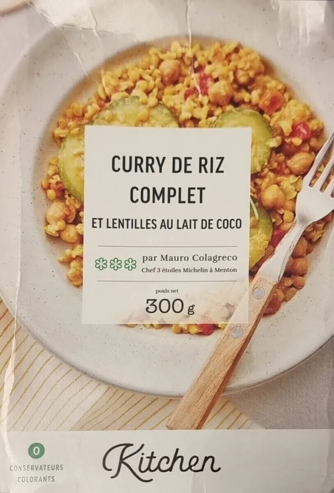 Curry de riz complet et lentilles au lait de coco